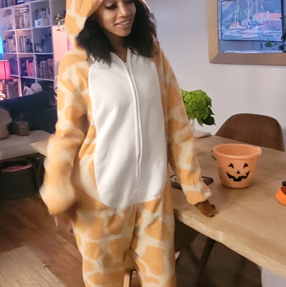 Giraffe Print Hooded Pajama Onesie